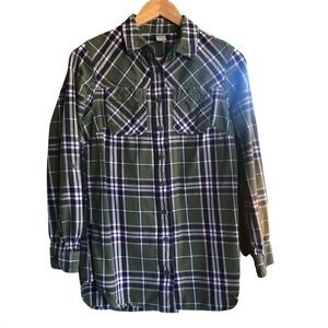 Duluth Trading Co. Long Sleeve Shirt Women's XS Green‎ Plaid Gorpcore Outdoors